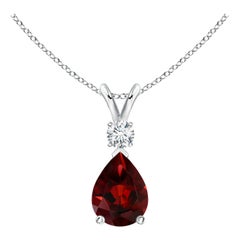 Pendentif en forme de goutte en grenat naturel de 1,3ct avec diamant en platine