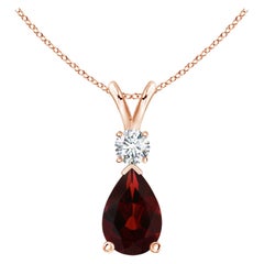 Natürlicher 2.1 Karat Granat-Tropfen-Anhänger mit Diamant in 14 Karat Roségold