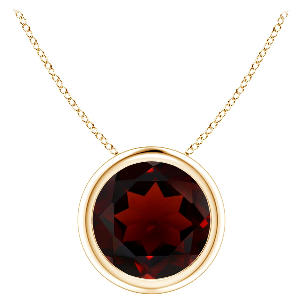 Natural Bezel-Set Round 2.2ct Garnet Solitaire Pendant in 14K Yellow Gold