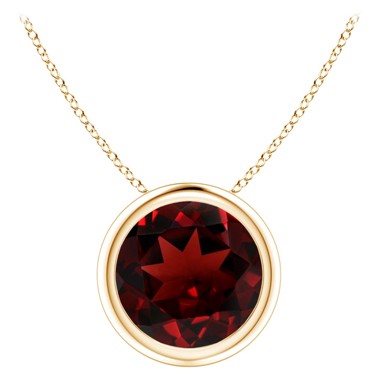 Natural Bezel-Set Round 2.2ct Garnet Solitaire Pendant in 14K Yellow Gold