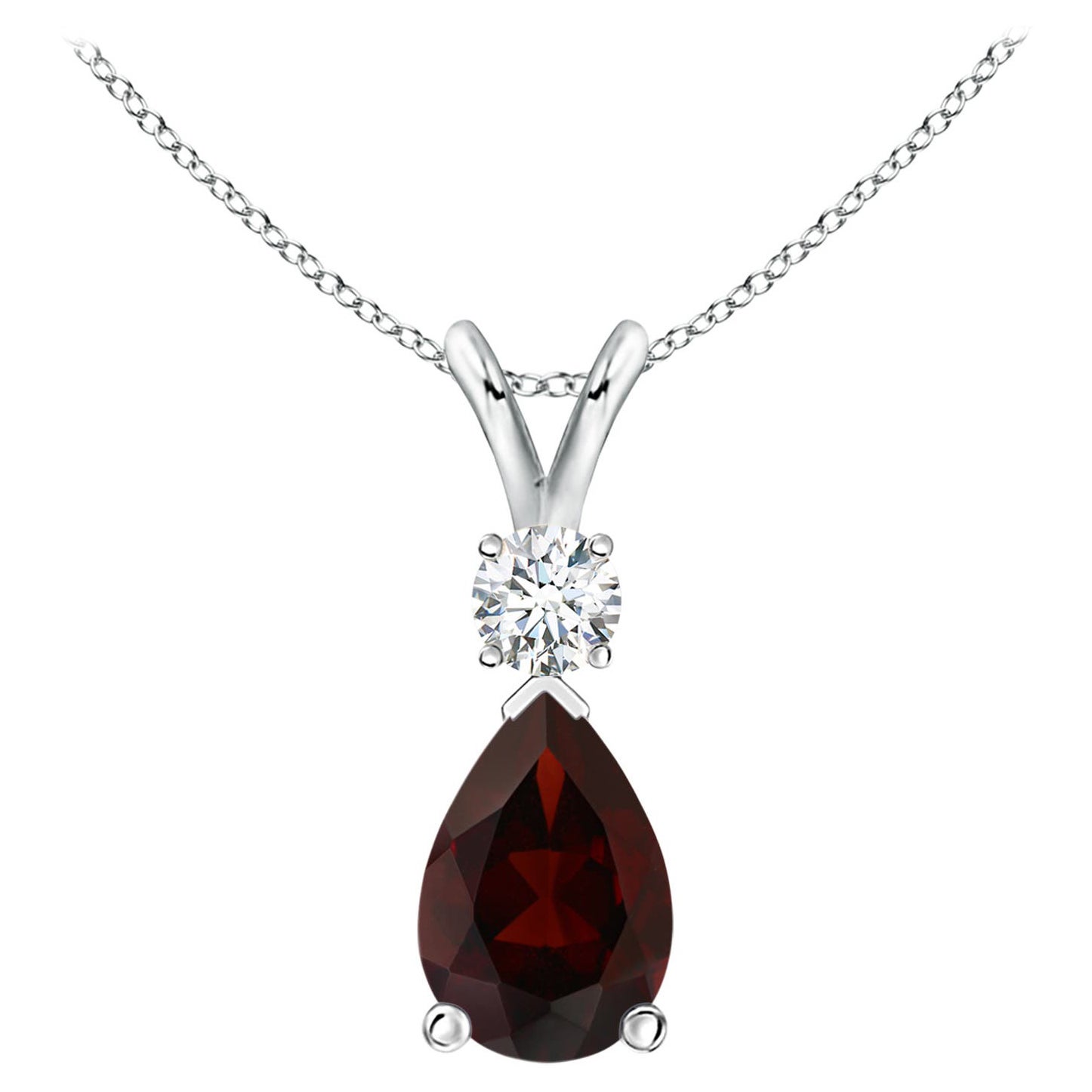 Natural 3.5ct Garnet Teardrop Pendant with Diamond in Platinum