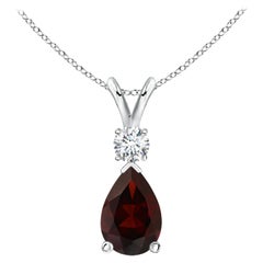 Pendentif en forme de goutte en grenat naturel de 3,5ct avec diamant en platine