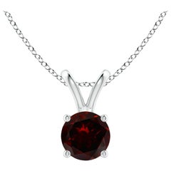 Natural V-Bale Round 0.60ct Garnet Solitaire Pendant in Platinum