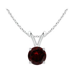 Natural V-Bale Round 0.60ct Garnet Solitaire Pendant in Platinum
