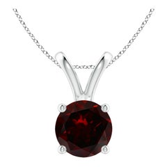 Natural V-Bale Round 2.2ct Garnet Solitaire Pendant in Platinum