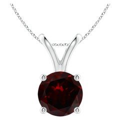 Natural V-Bale Round 3.2ct Garnet Solitaire Pendant in Platinum