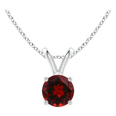 Natural V-Bale Round 0.60ct Garnet Solitaire Pendant in Platinum