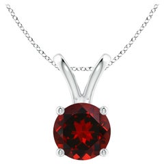 Natural V-Bale Round 1.5ct Garnet Solitaire Pendant in Platinum