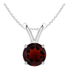 Natural V-Bale Round 1.5ct Garnet Solitaire Pendant in Platinum