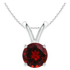 Natural V-Bale Round 2.2ct Garnet Solitaire Pendant in Platinum