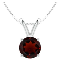 Natural V-Bale Round 2.2ct Garnet Solitaire Pendant in Platinum