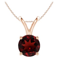 Natural V-Bale Round 3.2ct Garnet Solitaire Pendant in 14K Rose Gold