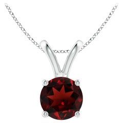 Natural V-Bale Round 1.5ct Garnet Solitaire Pendant in Platinum