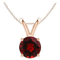 Natural V-Bale Round 2.2ct Garnet Solitaire Pendant in 14K Rose Gold