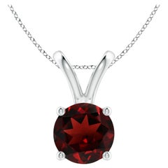 Natural V-Bale Round 2.2ct Garnet Solitaire Pendant in Platinum