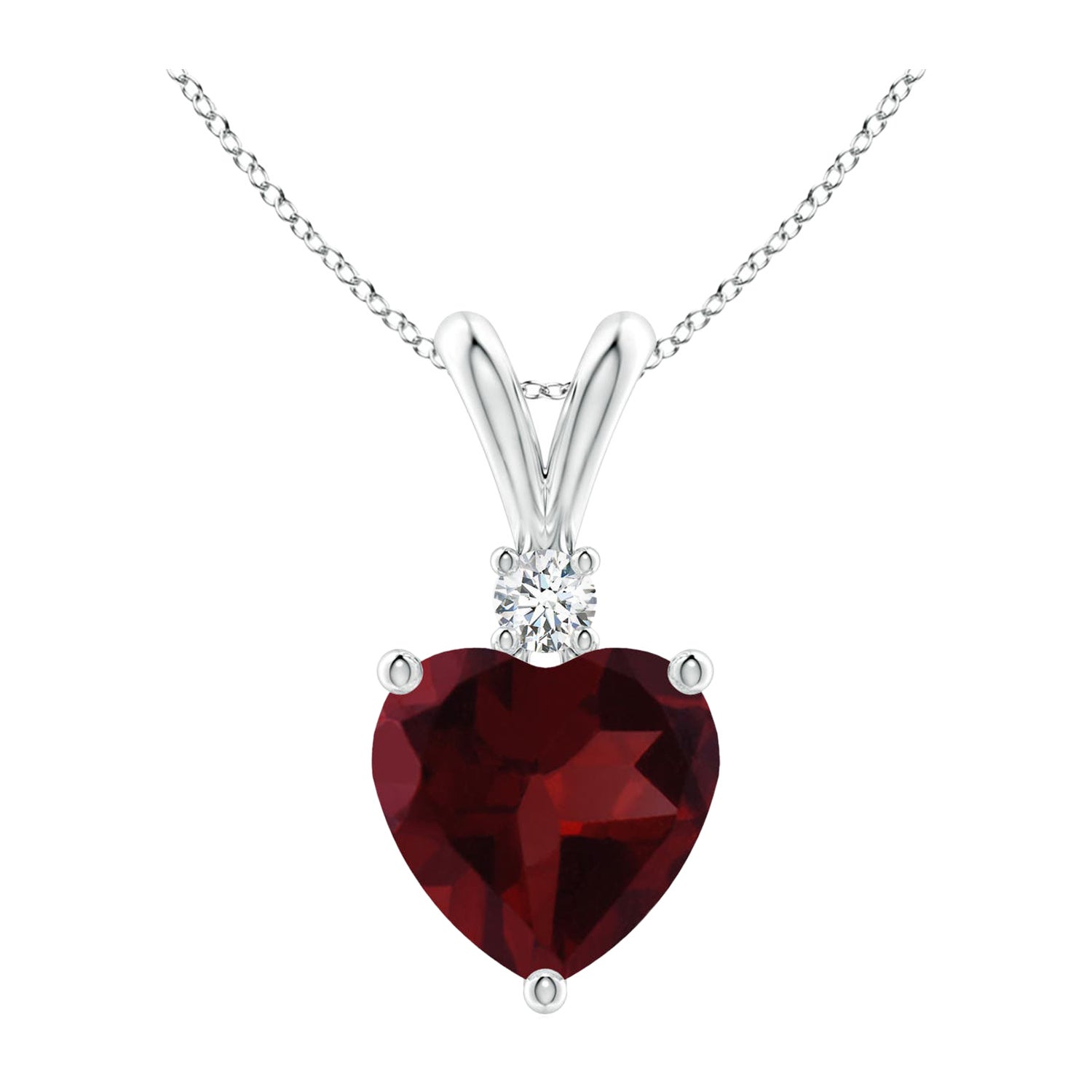 Natural Heart-Shaped 1.4ct Garnet Pendant with Diamond in Platinum