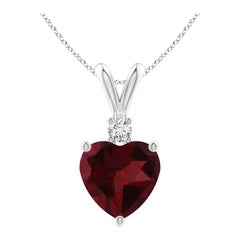 Natural Heart-Shaped 1.85ct Garnet Pendant with Diamond in Platinum