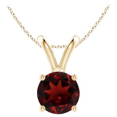 Natural V-Bale Round 2.2ct Garnet Solitaire Pendant in 14K Yellow Gold