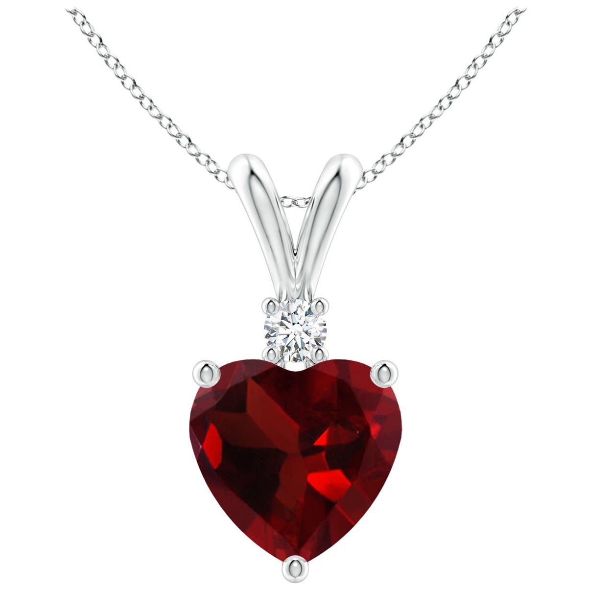 Natural Heart-Shaped 1.4ct Garnet Pendant with Diamond in Platinum