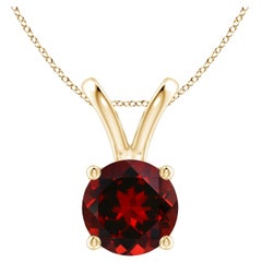 Natural V-Bale Round 2.2ct Garnet Solitaire Pendant in 14K Yellow Gold