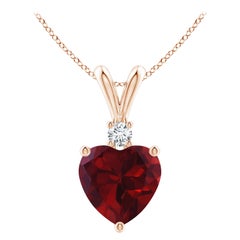 Natural Heart-Shaped 1.4ct Garnet Pendant with Diamond in 14ct Rose Gold