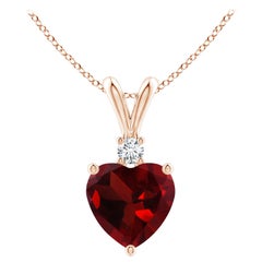 Natürlicher herzförmiger 0,90 Karat Granat-Anhänger mit Diamant in 14 Karat Roségold