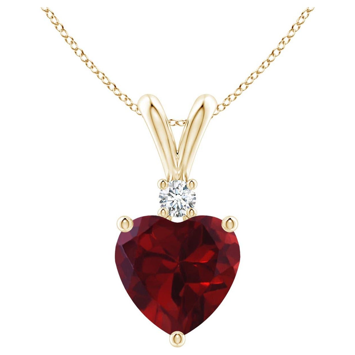 Natural Heart-Shaped 1.4ct Garnet Pendant with Diamond in 14ct Yellow Gold