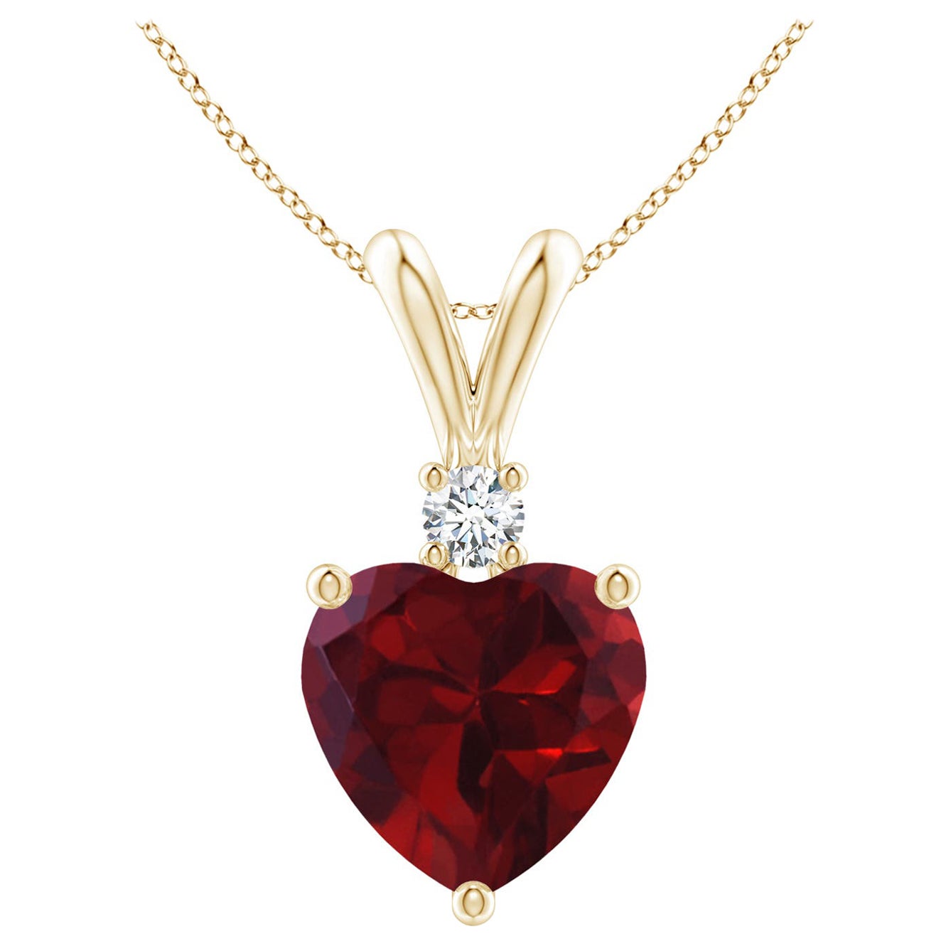 Natural Heart-Shaped 1.85ct Garnet Pendant with Diamond in 14ct Yellow Gold