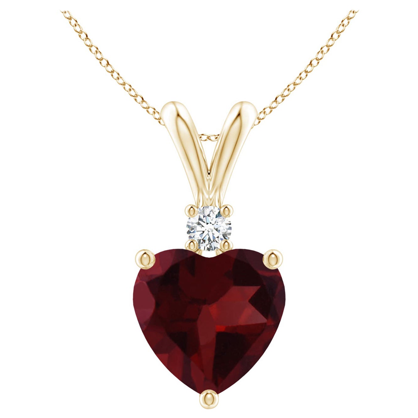 Natural Heart-Shaped 1.85ct Garnet Pendant with Diamond in 14ct Yellow Gold