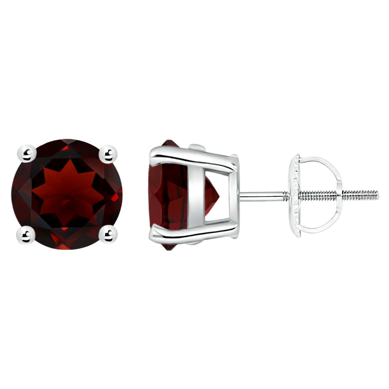 Natural Basket-Set Round 4.4ct Garnet Studs in Platinum
