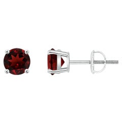 Natural Basket-Set Round 1.2ct Garnet Studs in Platinum