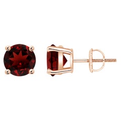 Borchie con granato rotondo da 3 carati Nature Basket-Set in oro rosa 14K
