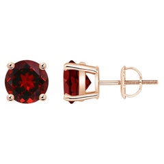 Borchie con granato rotondo da 3 carati Nature Basket-Set in oro rosa 14K