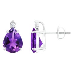 Natürliche Claw-Set Birne 3ct Amethyst Solitaire Ohrringe in 14K Weißgold