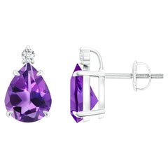 Natürliche Claw-Set Birne 3ct Amethyst Solitaire Ohrringe in 14K Weißgold