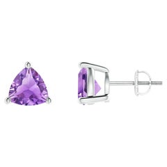 Natürliche Trillion 2.2 Karat Amethyst-Ohrstecker aus Platin