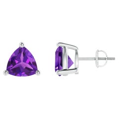 Orecchini con perno di ametista Nature Trillion 3,2ct in platino