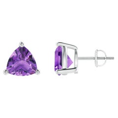 Orecchini con perno di ametista Nature Trillion 3,2ct in platino