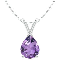 Natural Pear-Shaped 1.5ct Amethyst Solitaire Pendant in Platinum