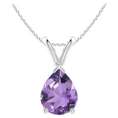 Natural Pear-Shaped 1.5ct Amethyst Solitaire Pendant in Platinum