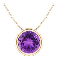 Natürlicher 1,7ct Amethyst Solitär-Anhänger mit Lünette aus 14K Gelbgold