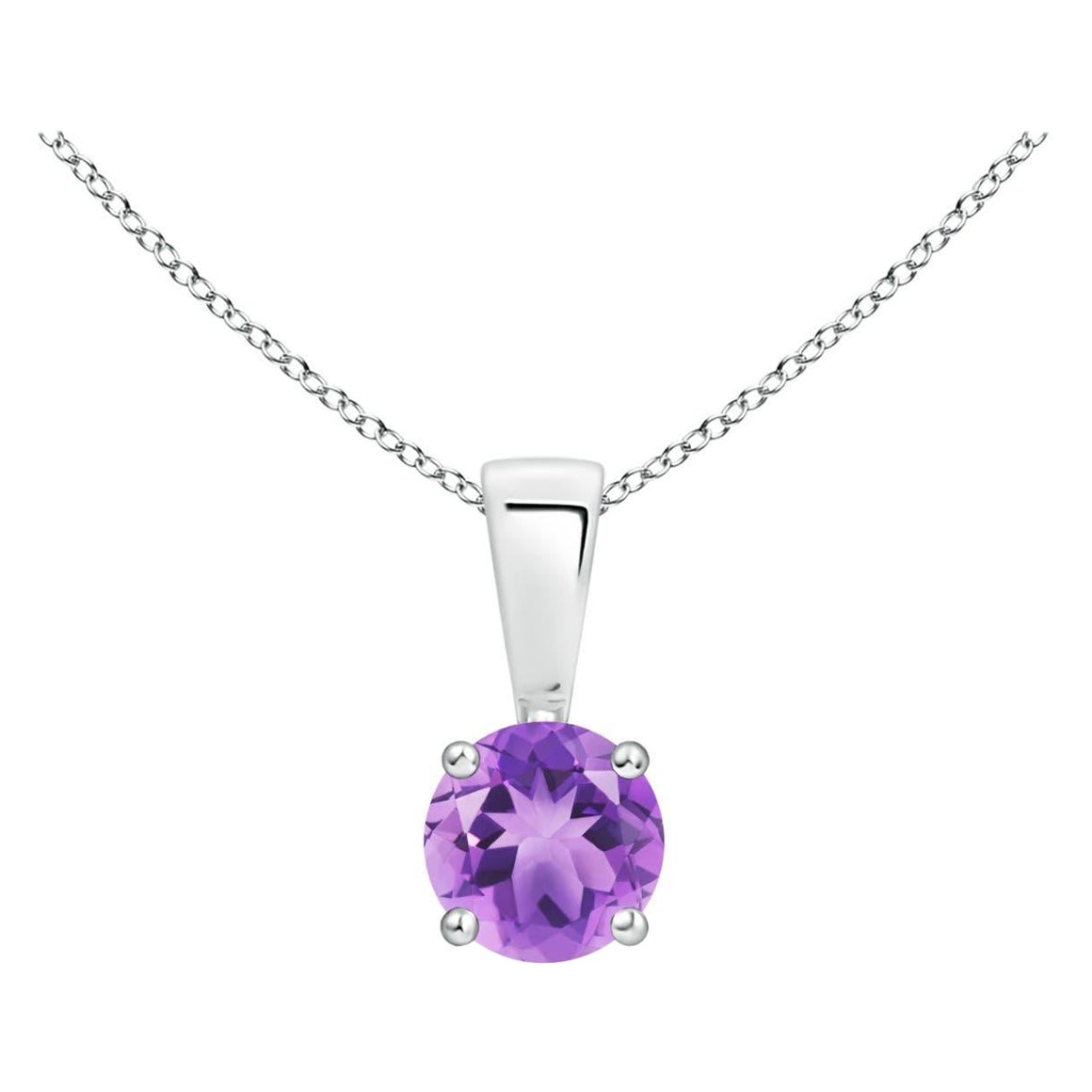 Natural Classic Round 0.25ct Amethyst Solitaire Pendant in Platinum For Sale