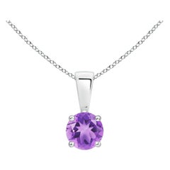 Pendentif solitaire en améthyste ronde classique naturelle de 0,25 ct en platine