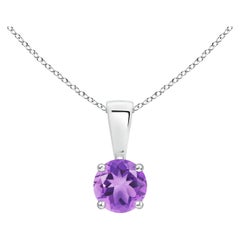 Pendentif solitaire en améthyste ronde classique naturelle de 0,25 ct en platine