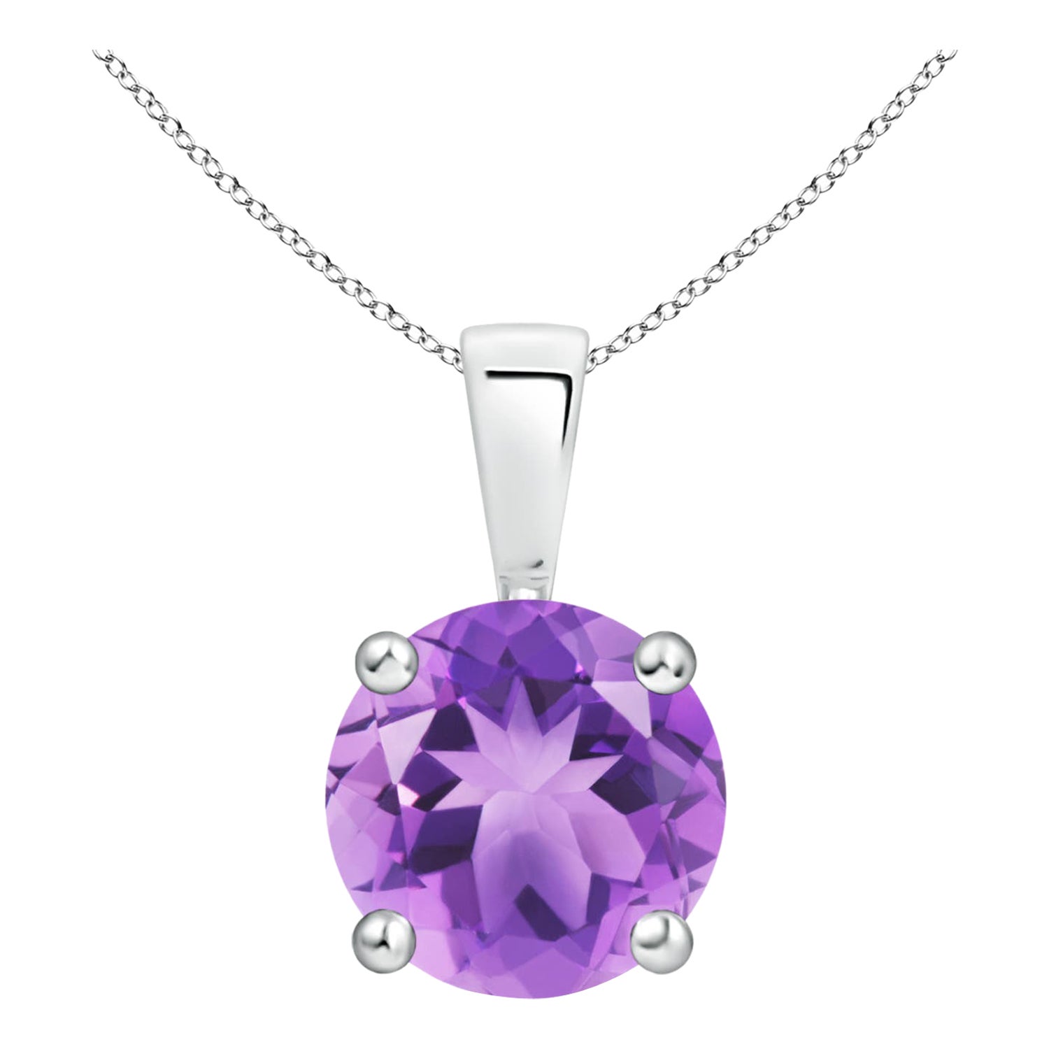 Natural Classic Round 1.7ctAmethyst Solitaire Pendant in Platinum
