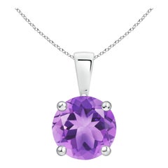 Natural Classic Round 1.7ctAmethyst Solitaire Pendant in Platinum
