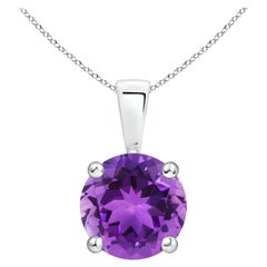 Natural Classic Round 1.7ctAmethyst Solitaire Pendant in Platinum