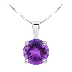 Natural Classic Round 1.7ctAmethyst Solitaire Pendant in Platinum