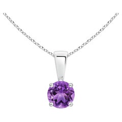 Pendentif solitaire en améthyste ronde classique naturelle de 0.25ct en platine