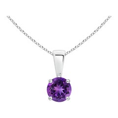 Pendentif solitaire en améthyste ronde classique naturelle de 0,25 ct en platine